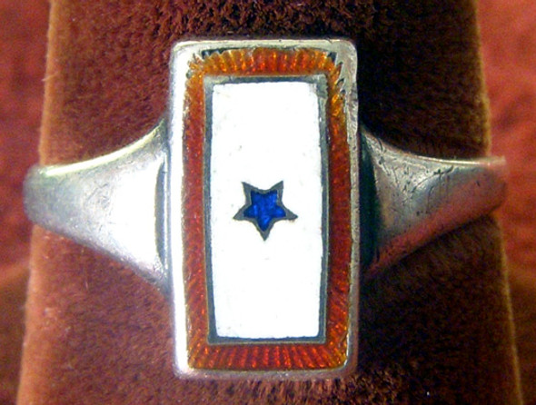 Sterling Silver WWI Son-in-Service Enameled Ring