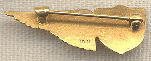 Rare WWI US Air Service Observer Sweetheart Wing in 10K Gold