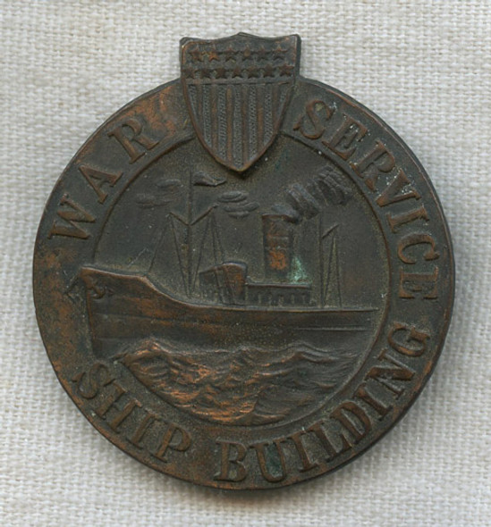 WWI Numbered War Service Ship Building Badge