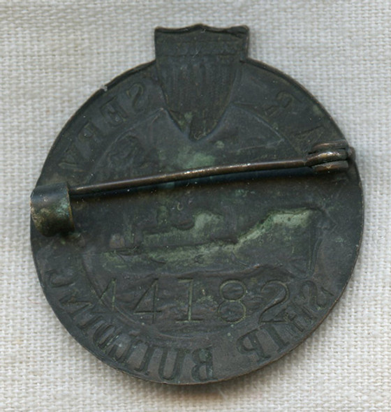 WWI Numbered War Service Ship Building Badge