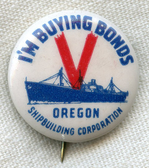 WWII Oregon Shipbuilding Corporation Celluloid Pin