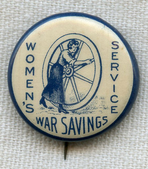 WWI Women's War Savings Service (WSS) Celluloid Donation Pin <p> NO LONGER AVAILABLE