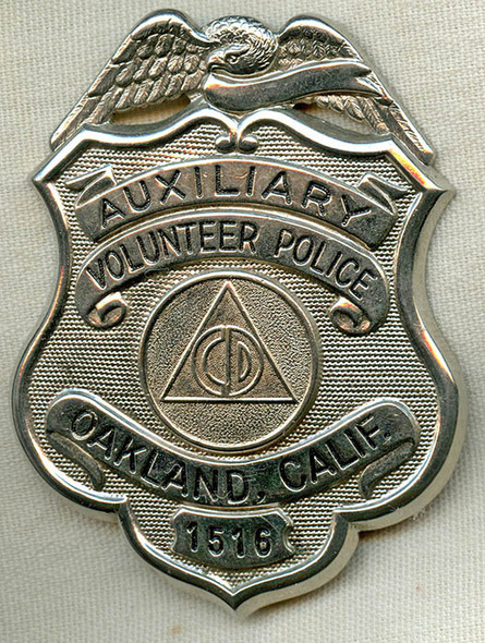 Cold War, Early 1950's Oakland, California Civil Defense Auxiliary Volunteer Police Badge