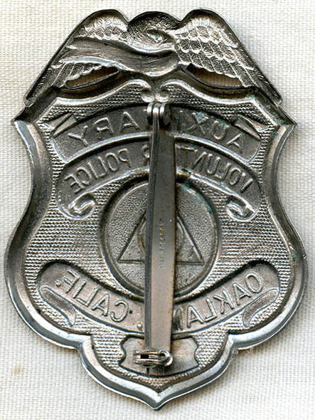Cold War, Early 1950's Oakland, California Civil Defense Auxiliary Volunteer Police Badge