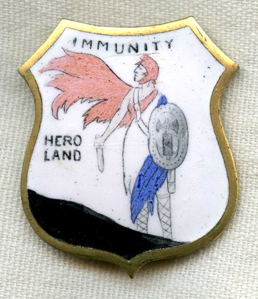 Extremely Rare 1917 "Hero Land" Allied War Relief Benefit Lapel or Donation Pin