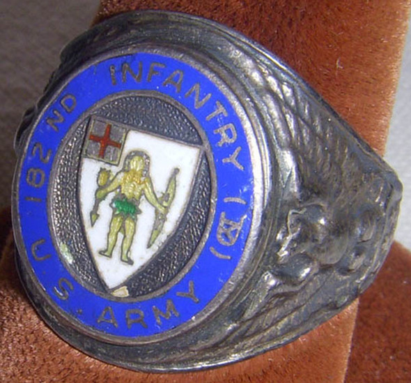 Sterling US Army 182nd Infantry Regiment 26th "Yankee" Division (YD) Ring by Grouse Co.