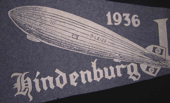 Great D-LZ129 Hindenburg 1936 Olympic Year Pennant from Lakehurst, New Jersey
