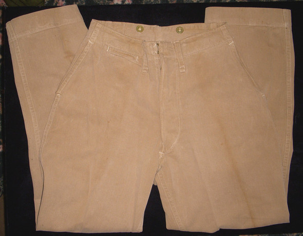 Extremely Rare WWI USMC Khaki "Buckle Back" Pants in Small Size