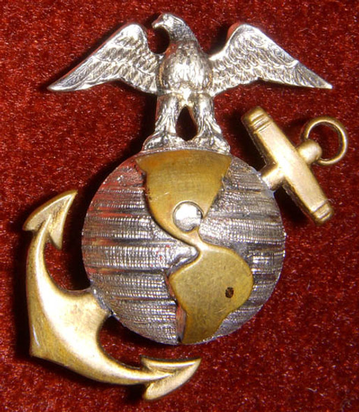 1920s-1930s US Marine Corps Sterling Officer Dress Collar Insignia by Meyer