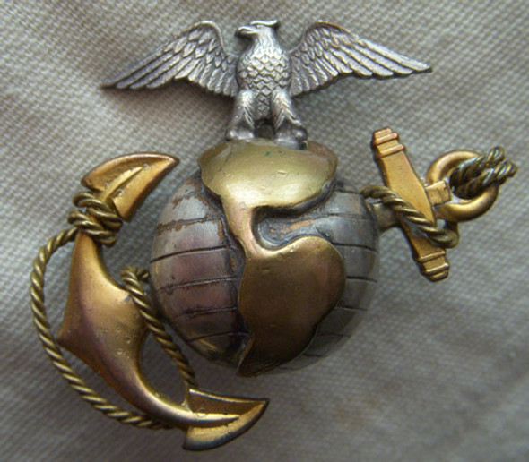 Early 1920s USMC Officer Dress EGA Cap Badge The Beast Nice Condition