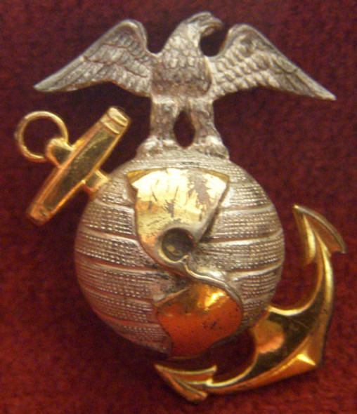 1930s US Marine Corps Officer Dress Collar Insignia by Meyer in Sterling