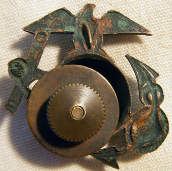 Nice, Slightly Salty WWI USMC Enlisted Man Visor Hat Badge