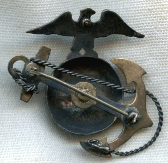 WWI-Early 1920s USMC Officer Dress Hat EGA Badge by H&H in Silver/10K