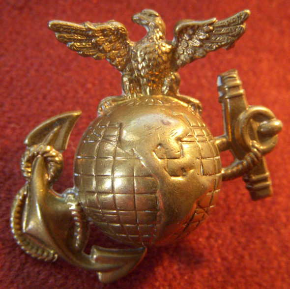Best I've Seen! Gorgeous Span-Am-Boxer Rebellion USMC EM Cap Badge Modified Eagle