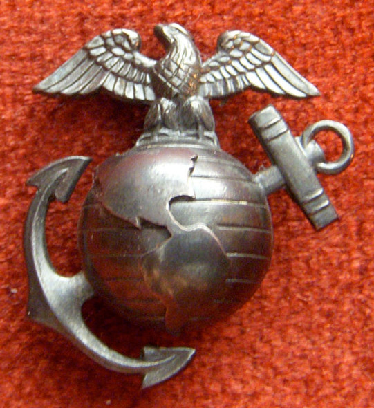 Sterling WWII US Marine Corps Greens Officer Collar Insignia by H&H