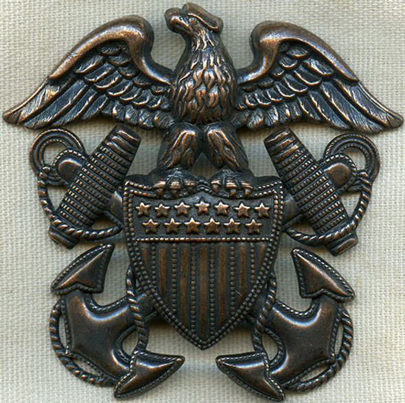 Korean War Era USN Officer Cap Badge for Service with US Marine Corps