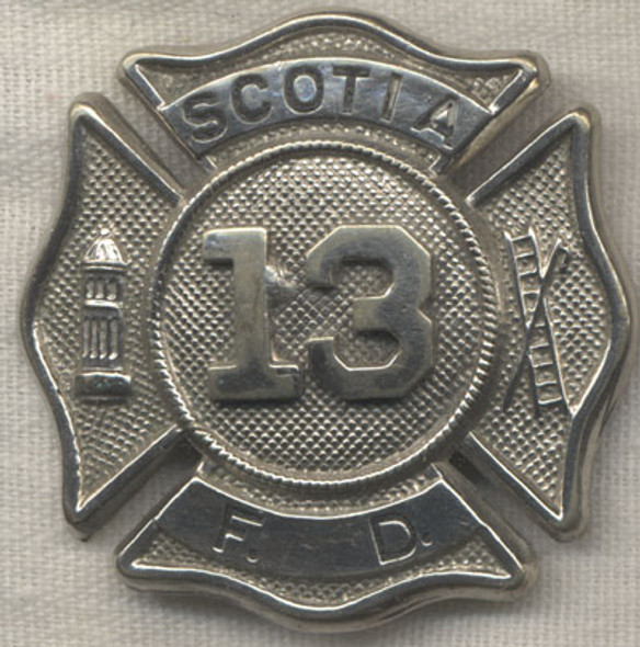 BEING RESEARCHED - Scotia Fire Department #13 Badge - NOT FOR SALE UNTIL IDENTIFIED