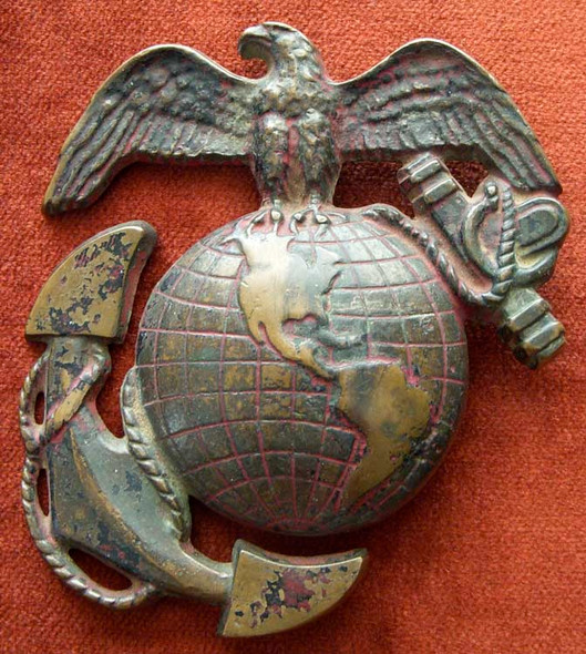 Great Salty 1930s USMC "China Marine" Brass Automobile Grille EGA Badge NO LONGER AVAILABLE