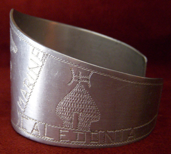 Huge US Marine Corps "Trench Art" Bracelet Made of Japanese Zero Aluminum