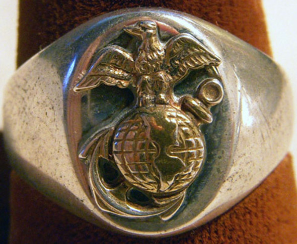 WWI USMC Sterling and Gold-Filled Ring Sz 9