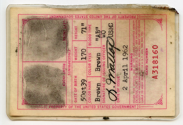 Early Vietnam War Era (1962-1964) USMC Photo ID Card