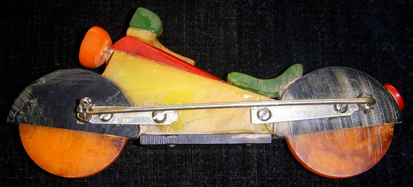 Fantastic, Huge 1930s Catalin Plastic Motorcycle Brooch