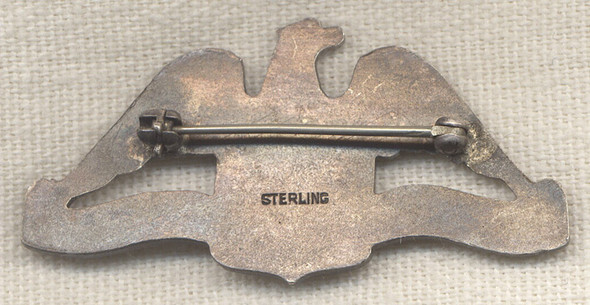 Early WWII Sterling Silver American Field Service "Overseas" Cap Badge Made in US