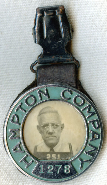 WWII Era War Worker Hampton Co. (Massachusetts) Clothing Mill ID Badge