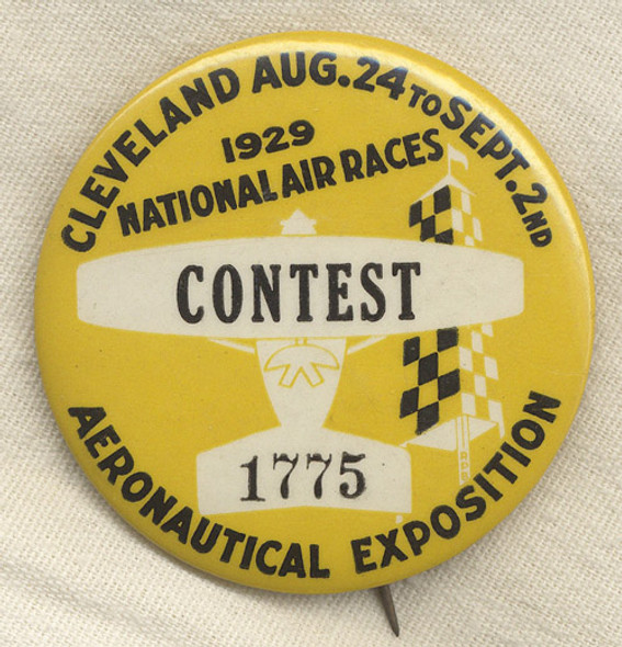Rare 1929 National Air Races at Cleveland Contest Badge