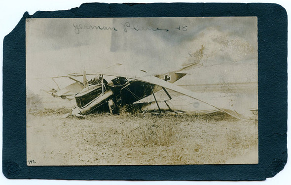 1918 Dated Photo of Crashed German Bi-Plane with Pre-1918 Markings