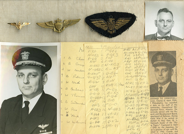 Rare AVG Flying Tigers Flight Leader Charlie Mott's 1950s USN Pilot Wings and Photos