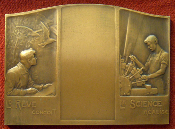 Beautiful 1910-12 French Aviation Industries Bronze Table Medal/Mdaille de Table en Bronze