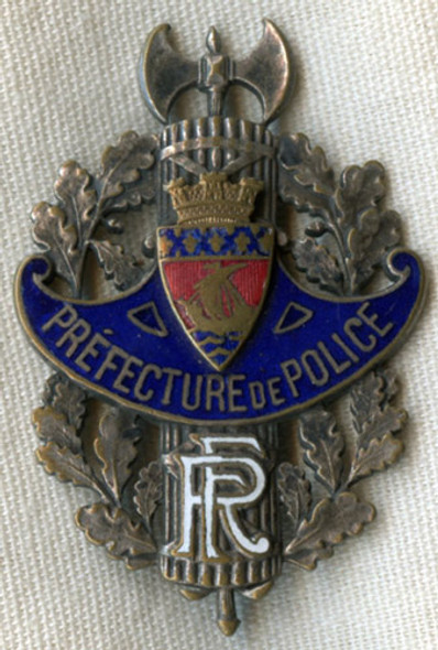 Extremely Rare Numbered 1930s Prfecture de Police Badge from Paris