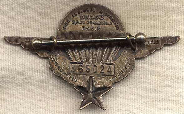 Beautiful Numbered French Parachutist Badge/Brevet Parachutiste