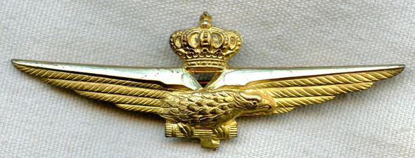 Beautiful 1936-1943 Italian Air Force Pilot Wing (Ala Bello Pilota dell'Aeronautica Militare