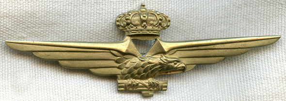 Early WWII Solid Construction Italian Air Force Pilot Wing by Picchiani-Barlacchi Firenze