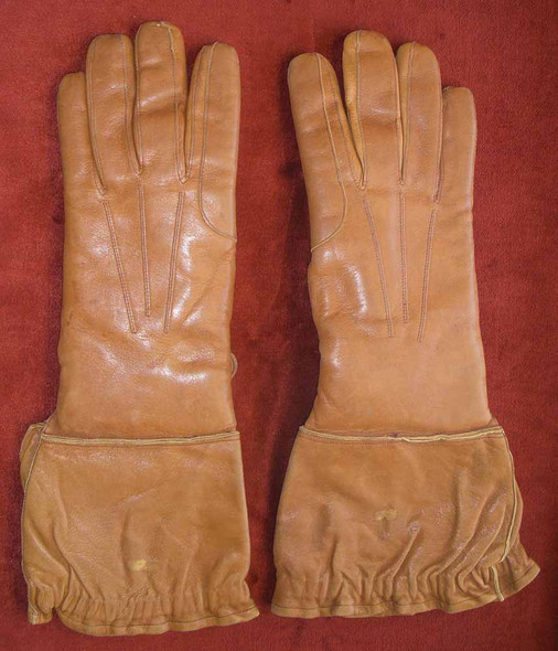 Wonderful Pair Ca. 1930 Aviator's Gauntlet-Style Leather Gloves Owned by Greek AF Pilot Capt