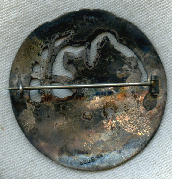 Beautiful 1900 Norwegian Brooch .830 Silver with Birch Legs (Birkebeinerne) Trondheim Scene