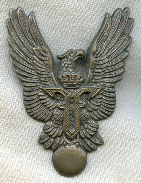 Rare WWI-1920s Romanian Pilot Badge with Ferdinand I Cypher