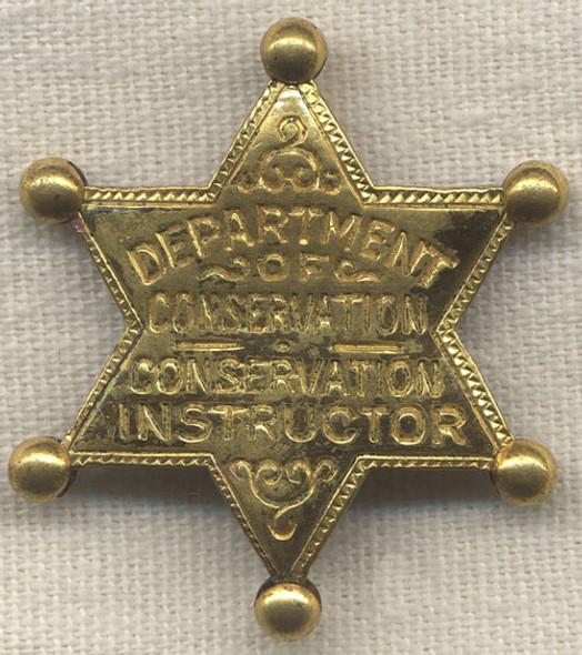 Vintage 1940s Engraved Department of Conservation Conservation Instructor Badge