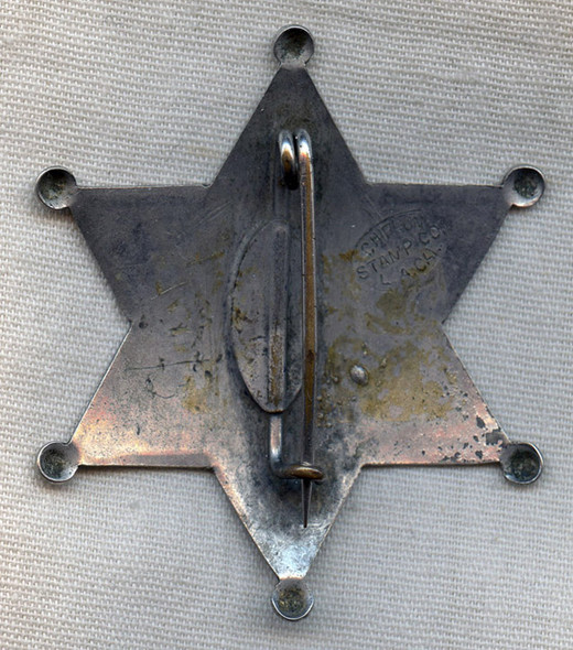 Beautiful Rare Early 1900s-1910s Los Angeles Co., CA Deputy Sheriff Badge by Chipron