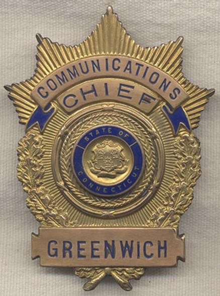 Ca. 1920s Greenwich, Connecticut Communications Chief Badge