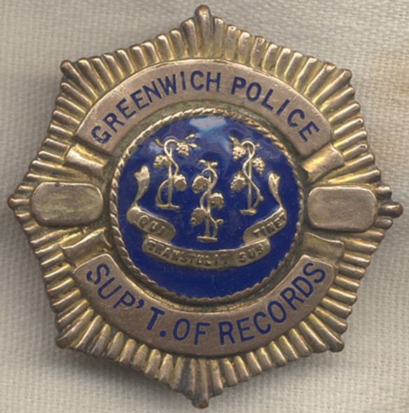 Greenwich, Connecticut  Police Superintendent of Records Badge