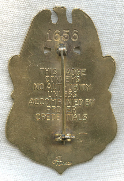 Beautiful Numbered Late 1960s "Ike" Style Deputy US Marshal Badge with Hallmark