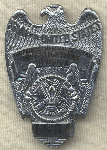 RARE WWII Provost Marshal Investigators Badge CID Predecessor
