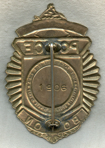 1930s Boston Police Lieut. Badge Series 7, 2nd Type #ing Clamshell / Sunburst Radiator Style
