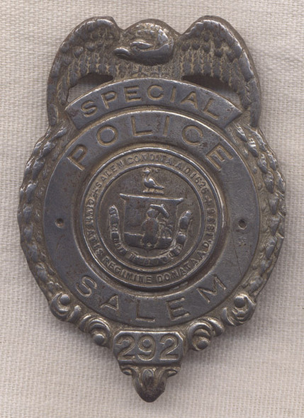 WWII Salem, Massachusetts Special Police Badge Worn by Bill Perkins