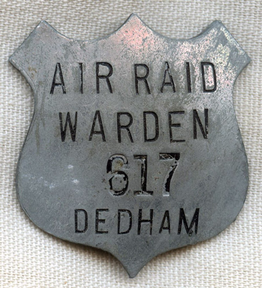 WWII Air Raid Warden Badge from Dedham, Massachusetts