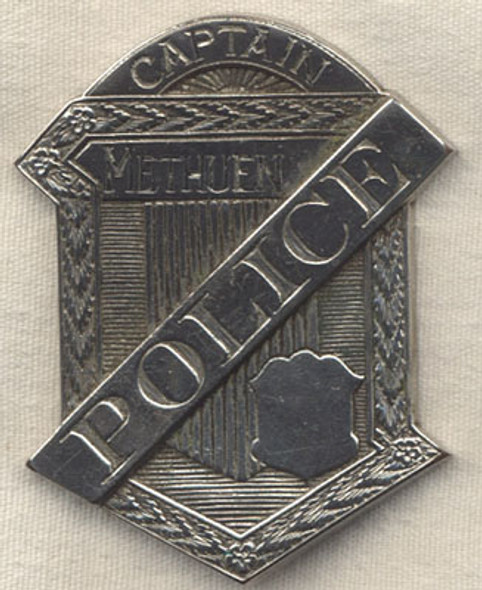 1890s Methuen, Massachusetts Police Captain Radiator-Style Badge