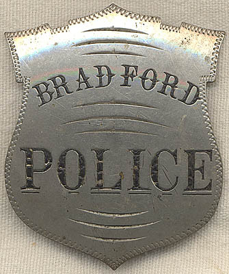 1870s-1880s Bradford, Massachusetts Police Badge